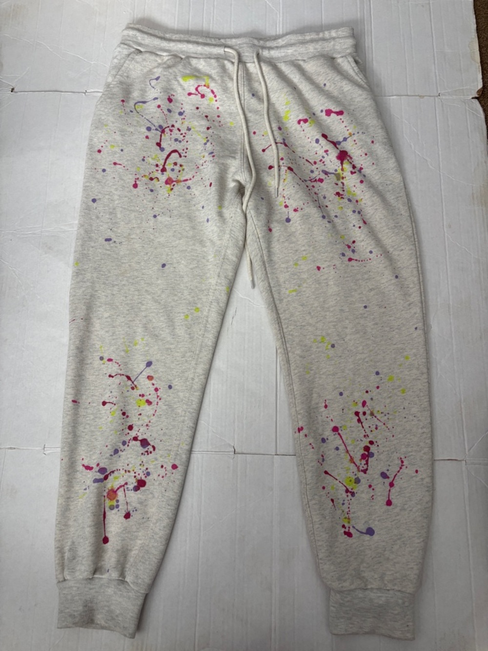 white birch Gray Paint-Splatter Joggers